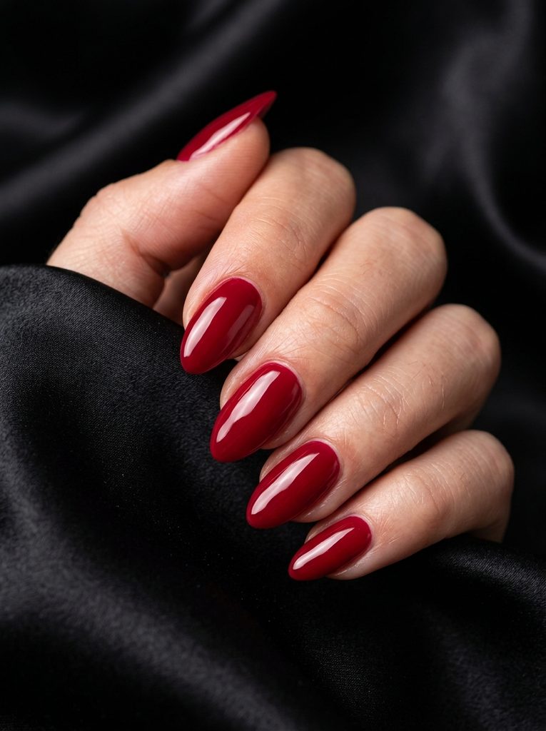 Glossy Cherry Red Nails