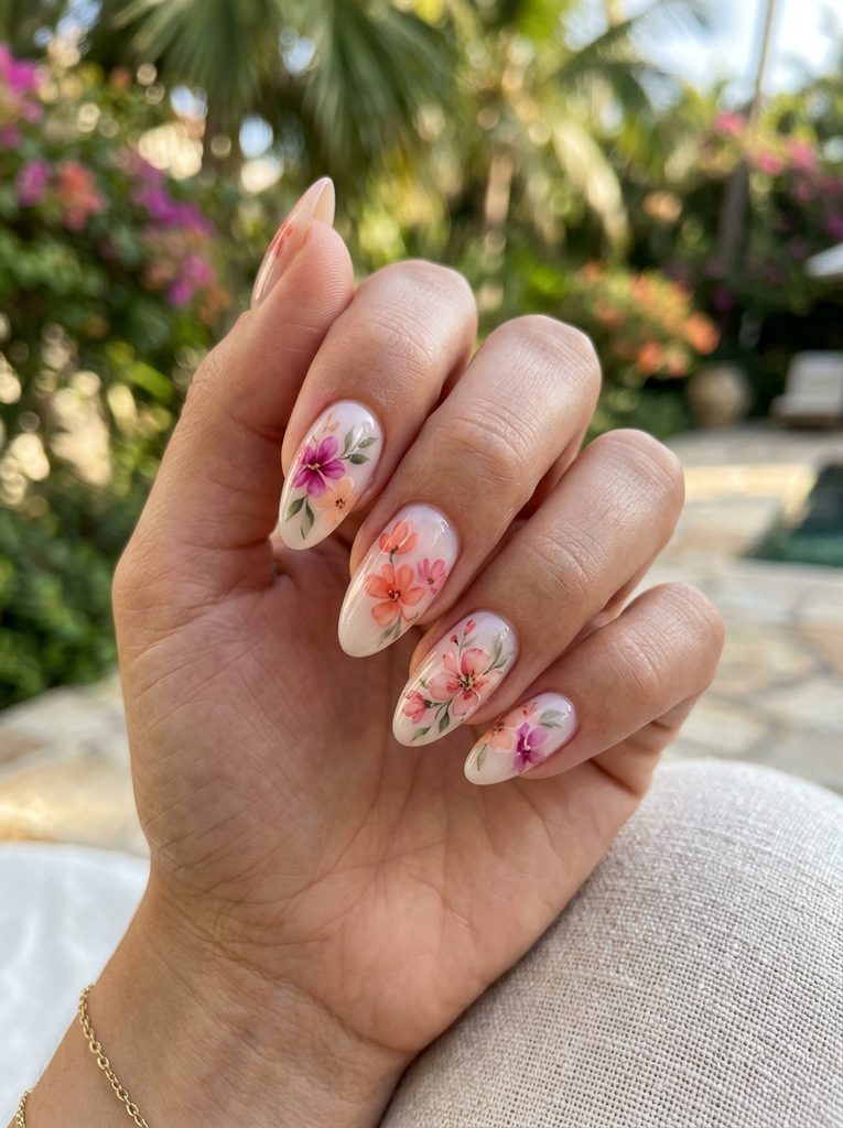 Watercolor Tropical Flowers
