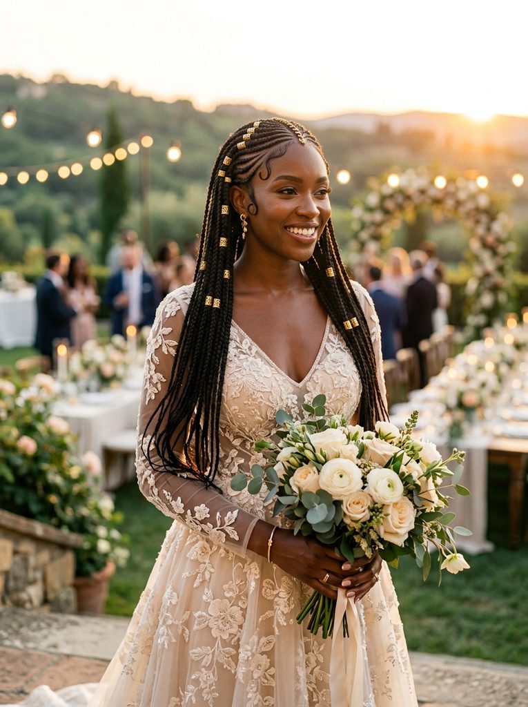 Fulani Braids With Minimal Gold Cuffs