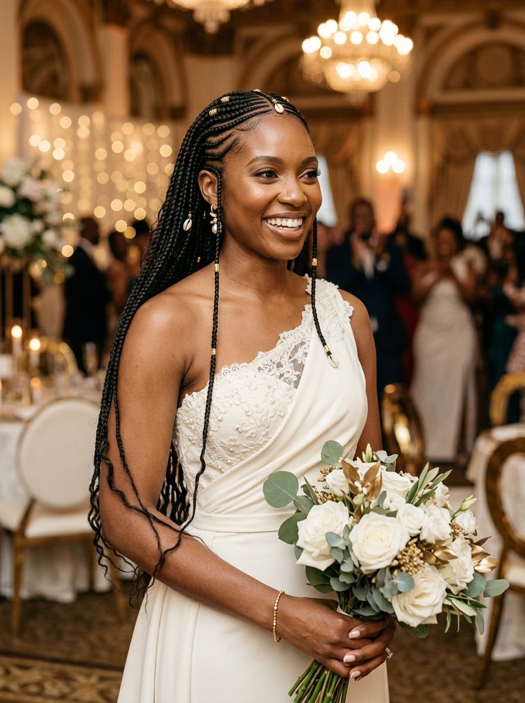 Side-Swept Wedding Fulani Braids