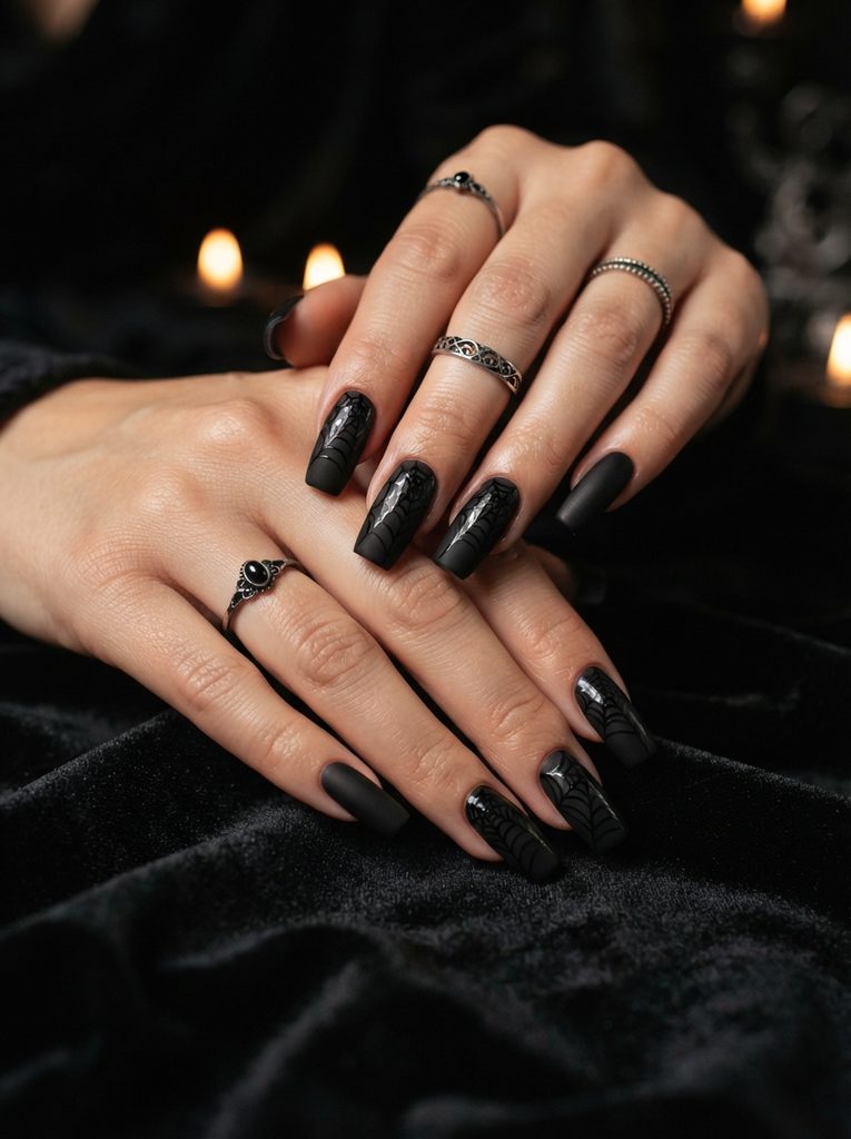 Matte Black With Glossy Spiderwebs