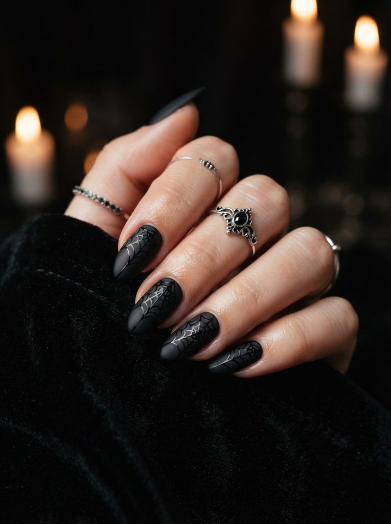 Black French Tip Halloween Nails