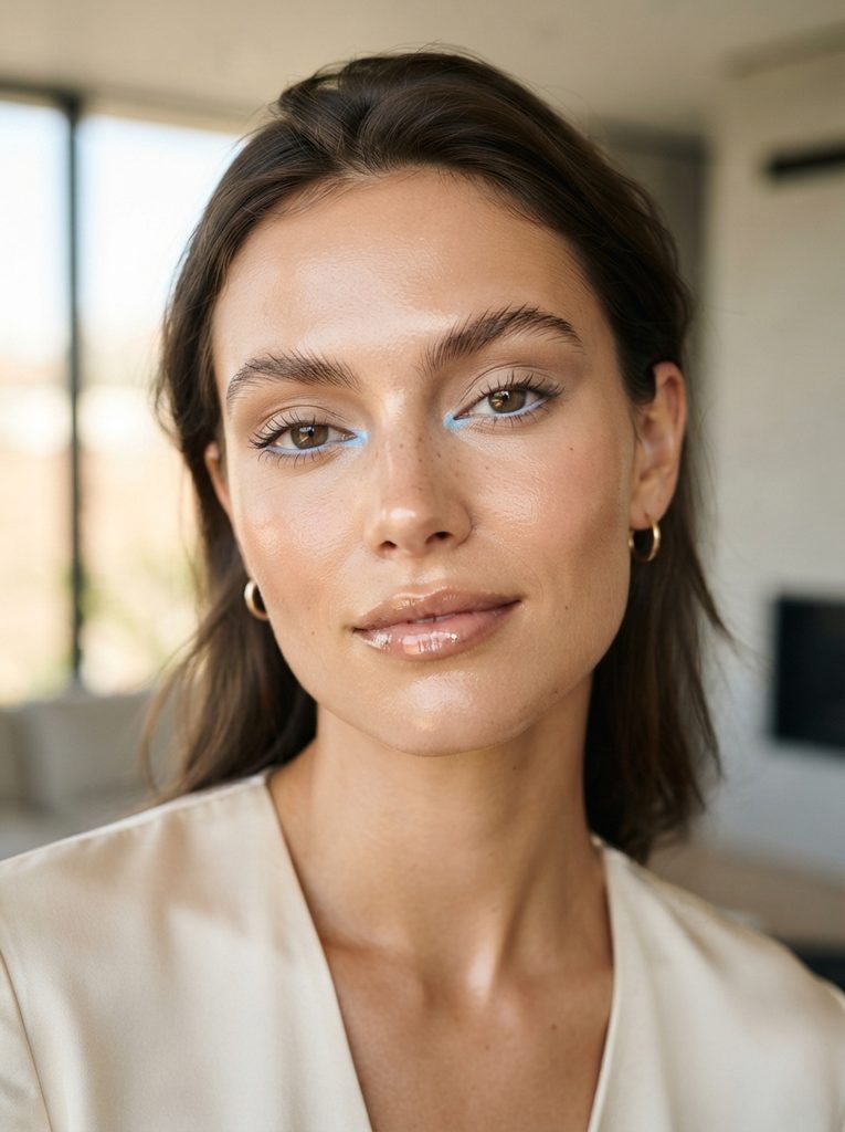 Blue Accent Makeup With a Graphic Inner Corner