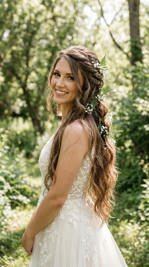 Half-Up Half-Down Wedding Hairstyles for Long Hair