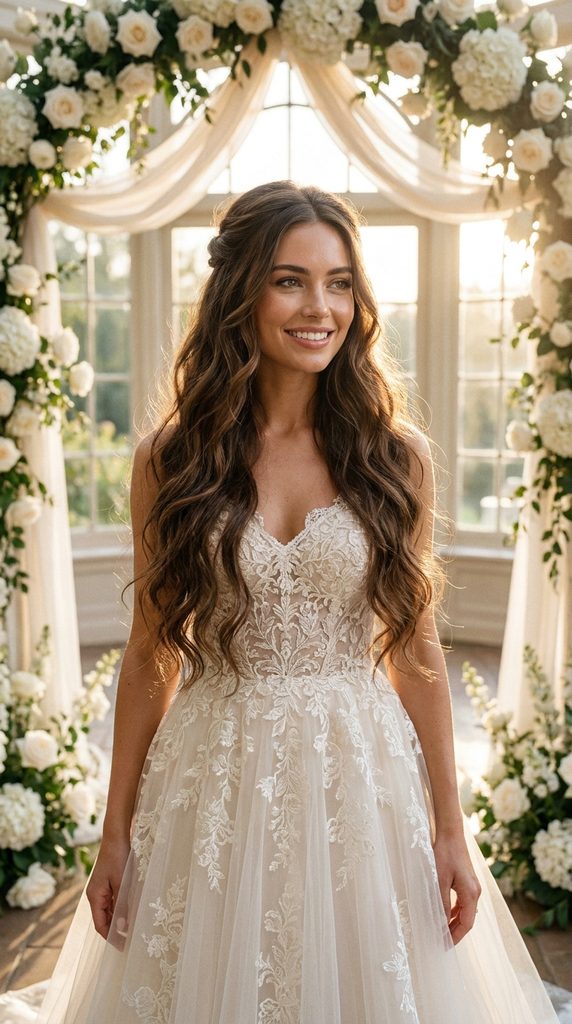 Half-Up Half-Down Wedding Hairstyles for Long Hair