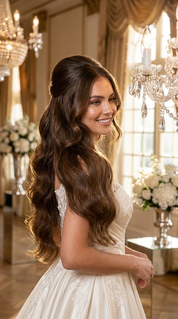 Half-Up Half-Down Wedding Hairstyles for Long Hair