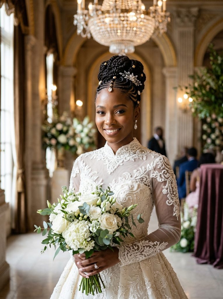 Fulani Braids With a Raised Bridal Bun