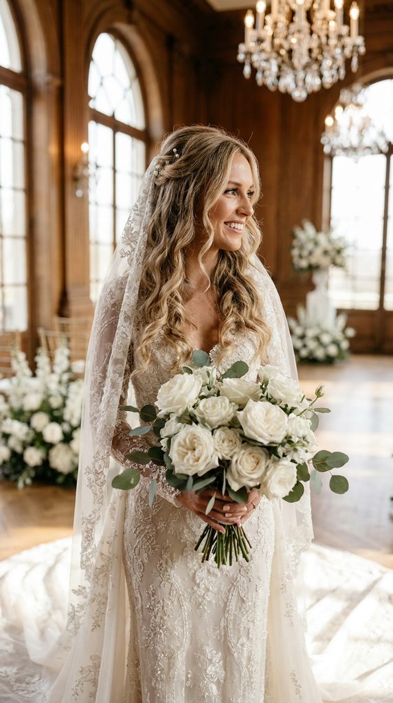 Half-Up Half-Down Wedding Hairstyles for Long Hair