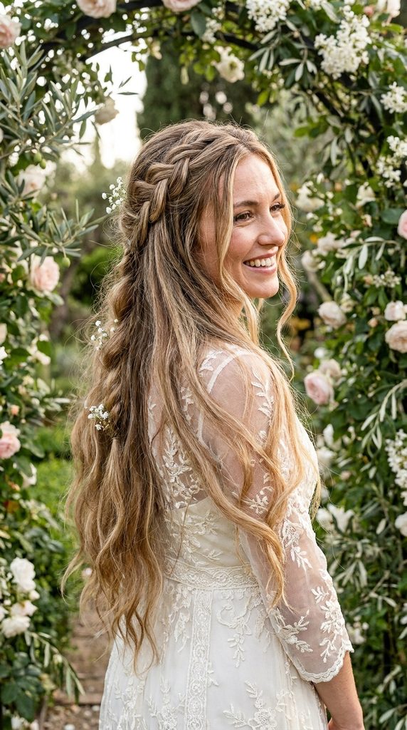 Half-Up Half-Down Wedding Hairstyles for Long Hair