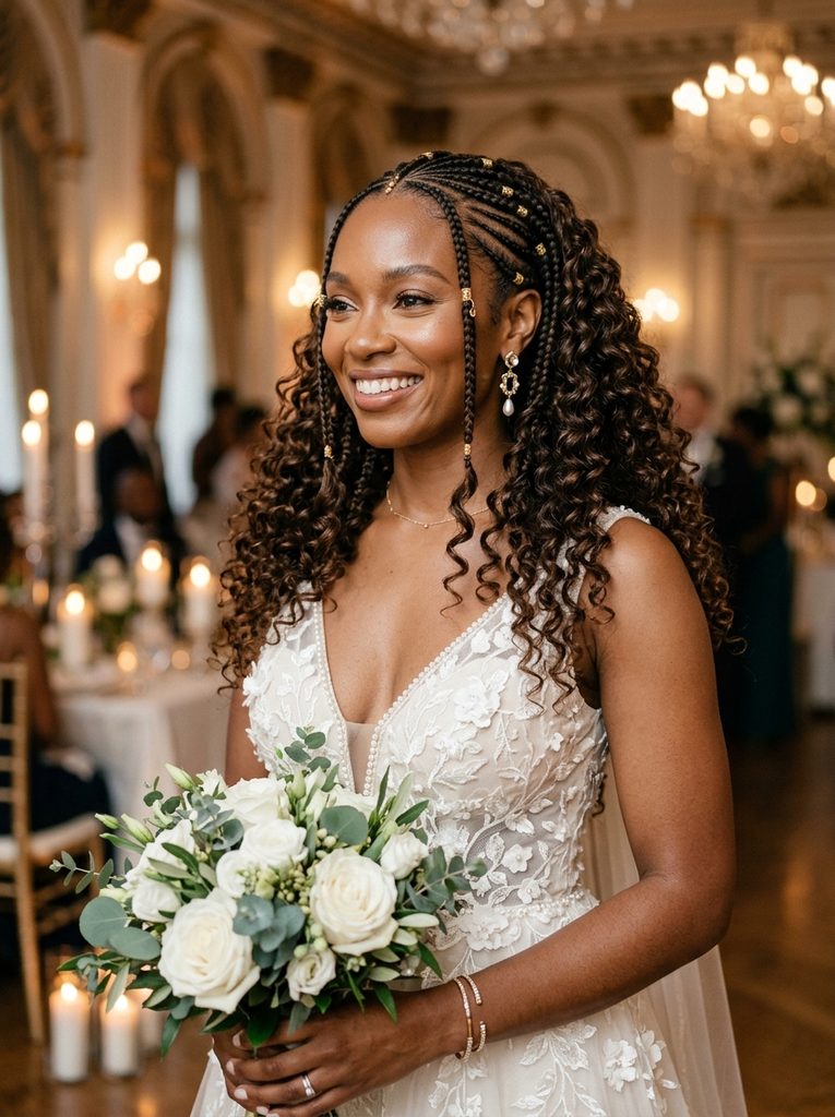 Fulani Braids With Soft Bridal Curls
