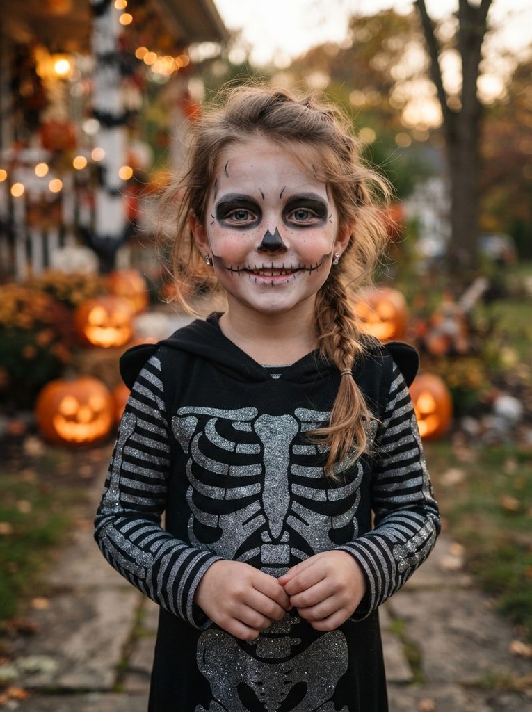 Halloween Kids Makeup Easy: Mini Skeleton Face Paint