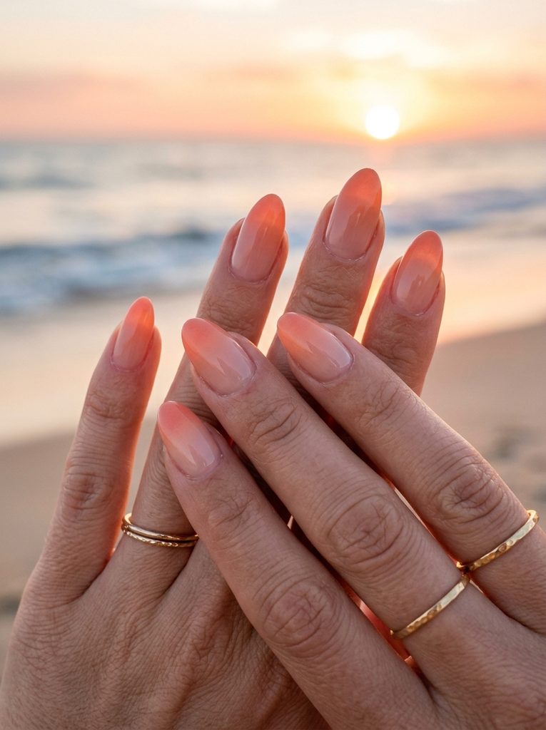 Coral Aura Vacation Nails