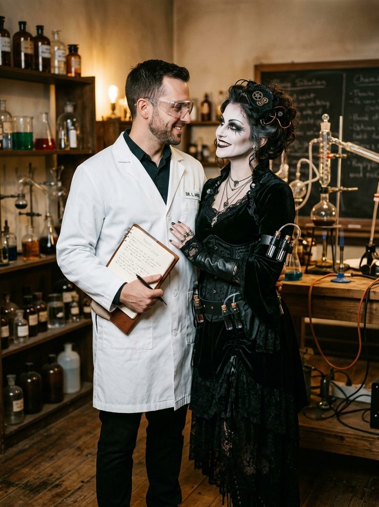 Couples Halloween Outfits Inspired by a Mad Scientist and Experiment