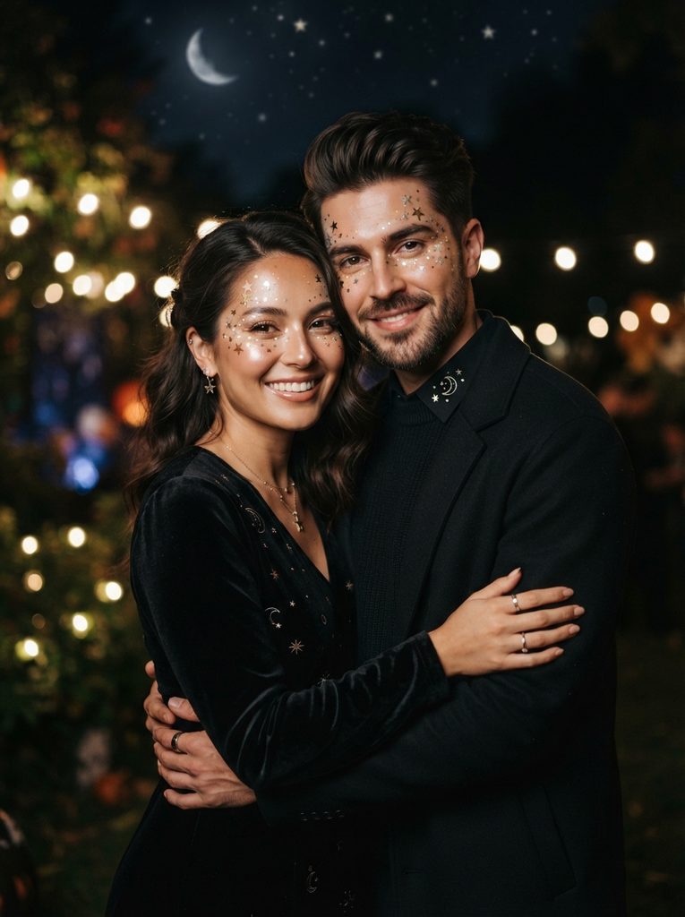 Cute Couple Halloween Makeup With Matching Stars