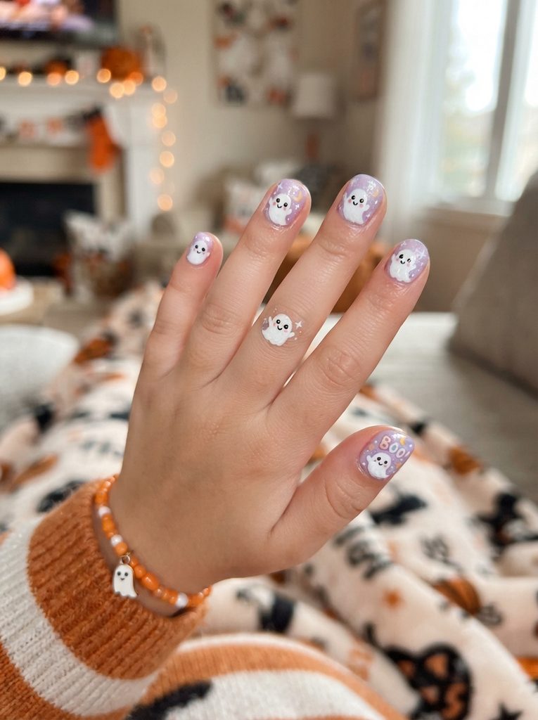 Cute Ghost Nails for Kids