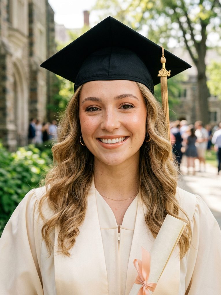 Makeup Look for Graduation With a Soft Peach Finish