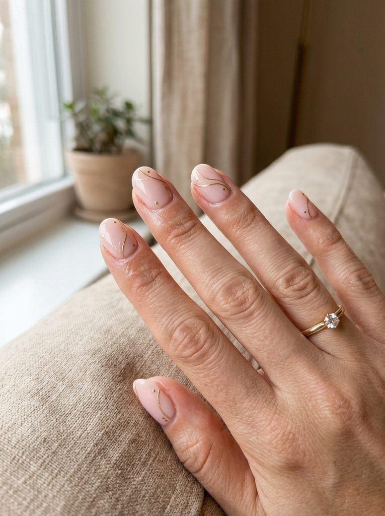 Light Pink and Gold Nails