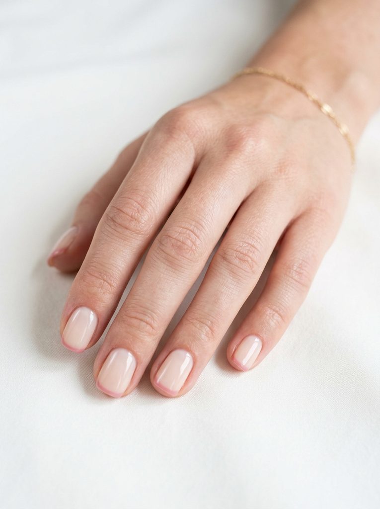 Pink Micro-French on a Milky Base