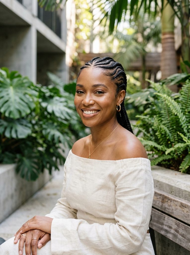 Curved Cornrows With Flowing Lines