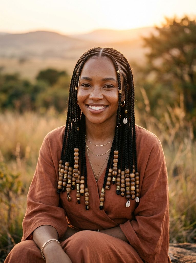Fulani Goddess Braids With Curly Ends