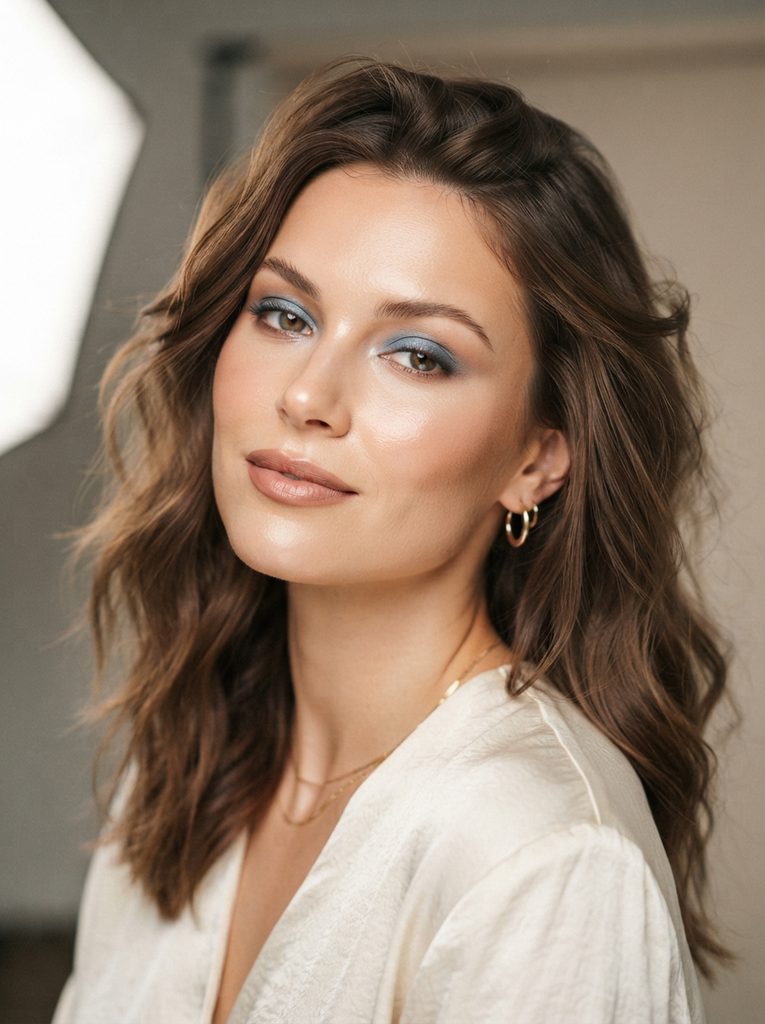 Soft Glam Blue Eyeshadow With Neutral Tones