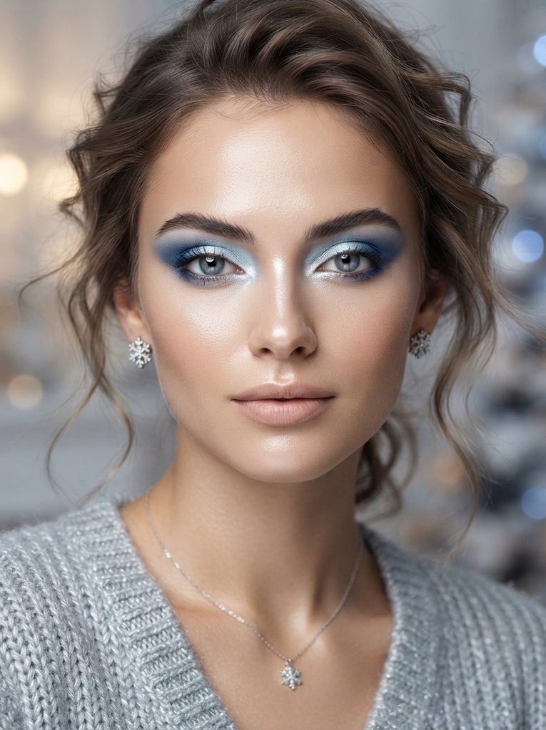 Cool Blue Makeup With a Silver Inner Corner