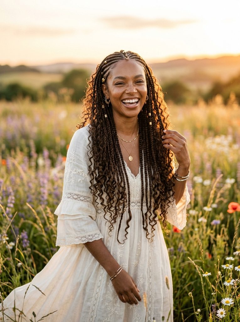 Fulani Braids With Boho Curls
