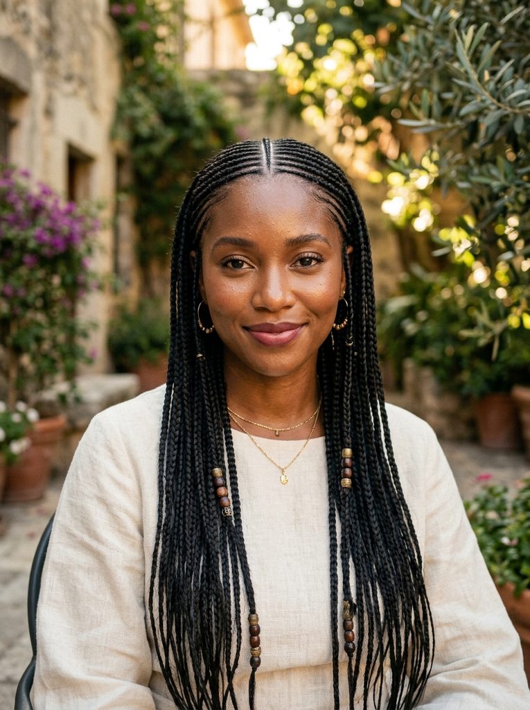 Classic Fulani Braids With a Center Part