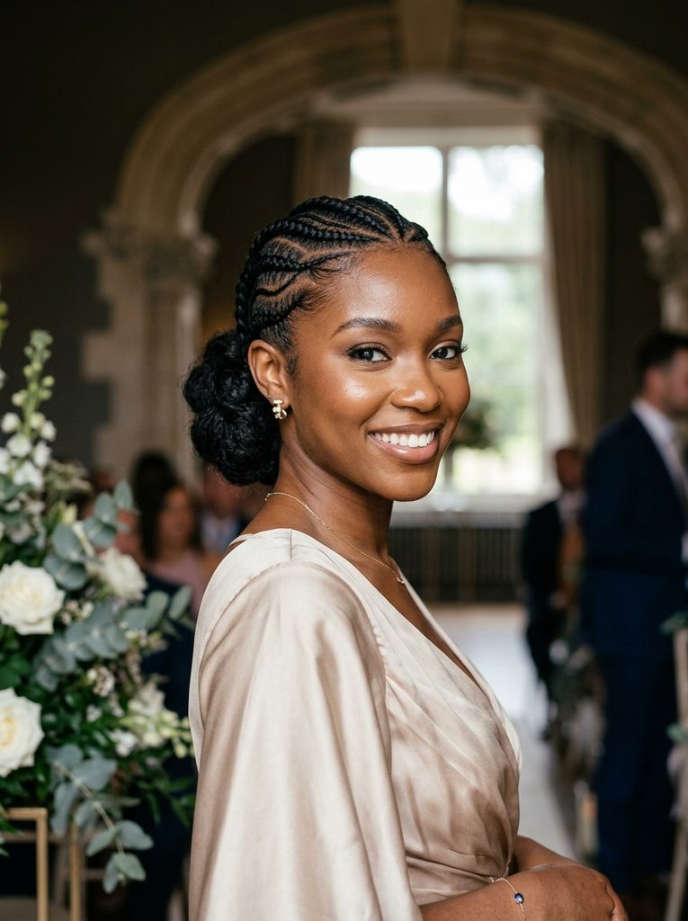 Cornrows With a Soft Low Bun