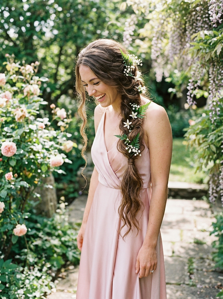 Braided Hairstyle With Small Floral Accents