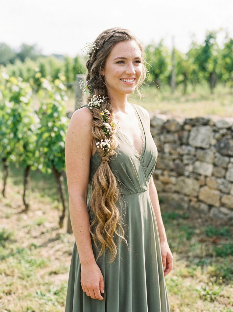  Long Braid With Loose Mermaid Waves