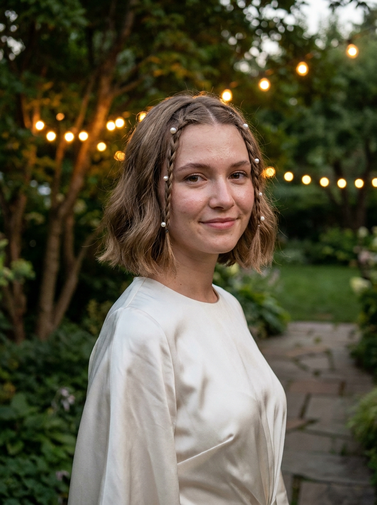 Braided Bob With Pearl Details