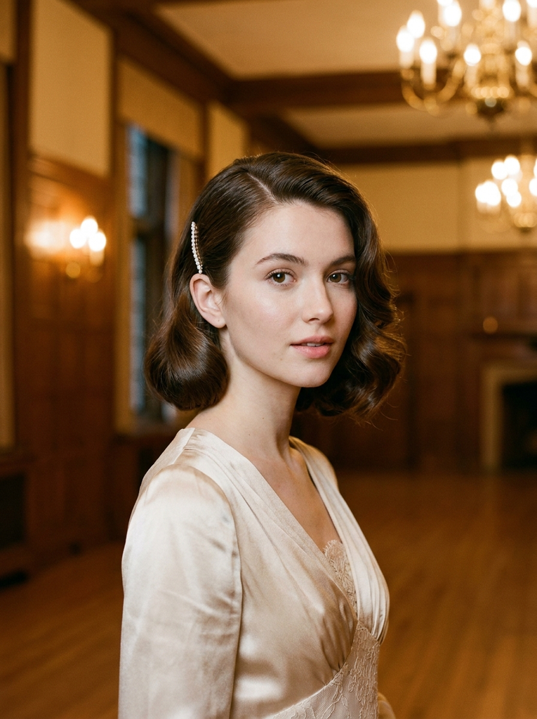 Vintage Side-Swept Waves With a Rhinestone Clip