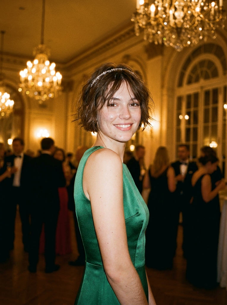 Tousled French Bob With a Crystal Headband