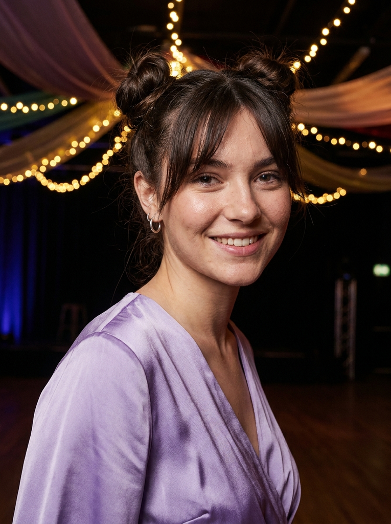 Mini Space Buns With Soft Curtain Bangs