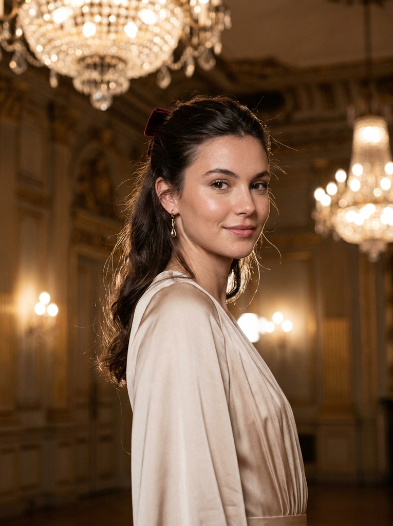 Half-Up Hairstyle With a Velvet Bow