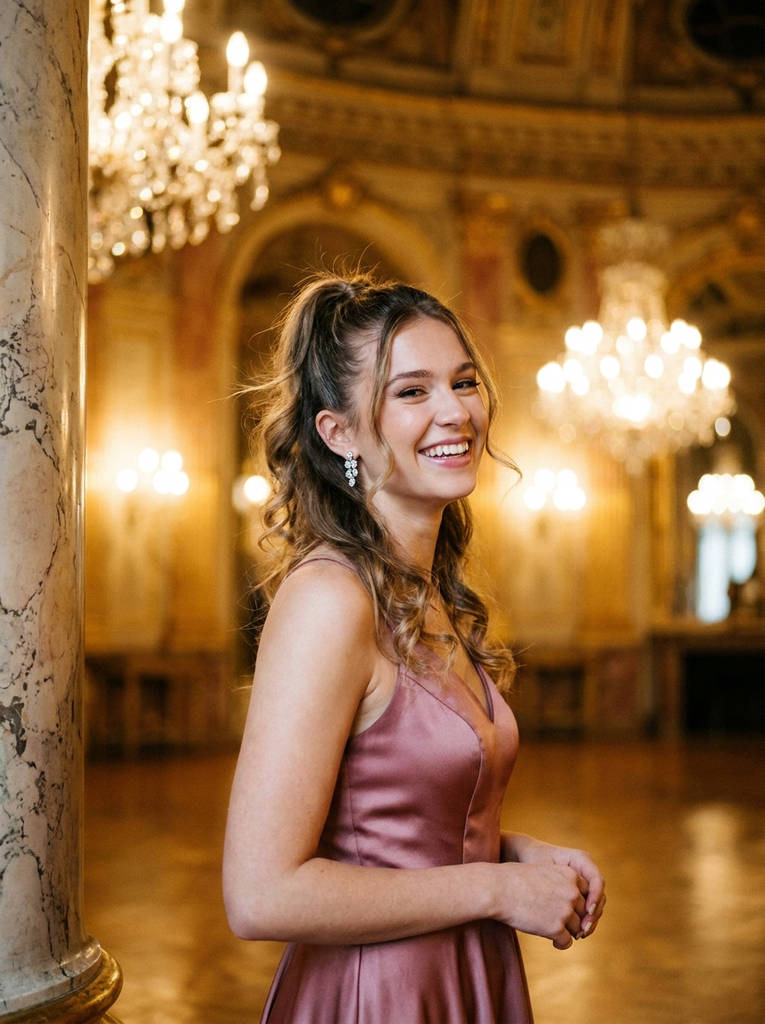 Half-Up High Pony With Soft Curls
