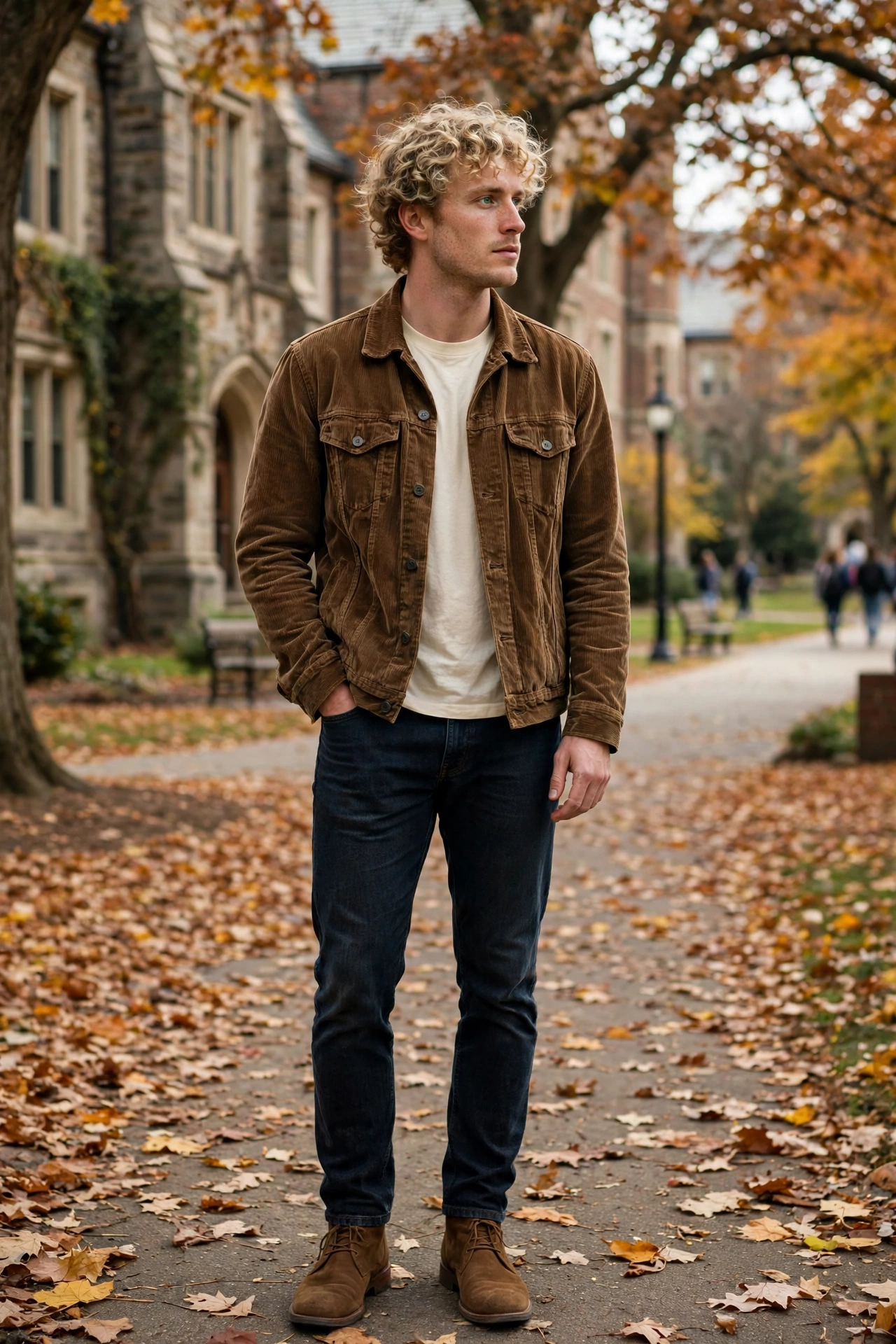 Brown corduroy trucker jacket
