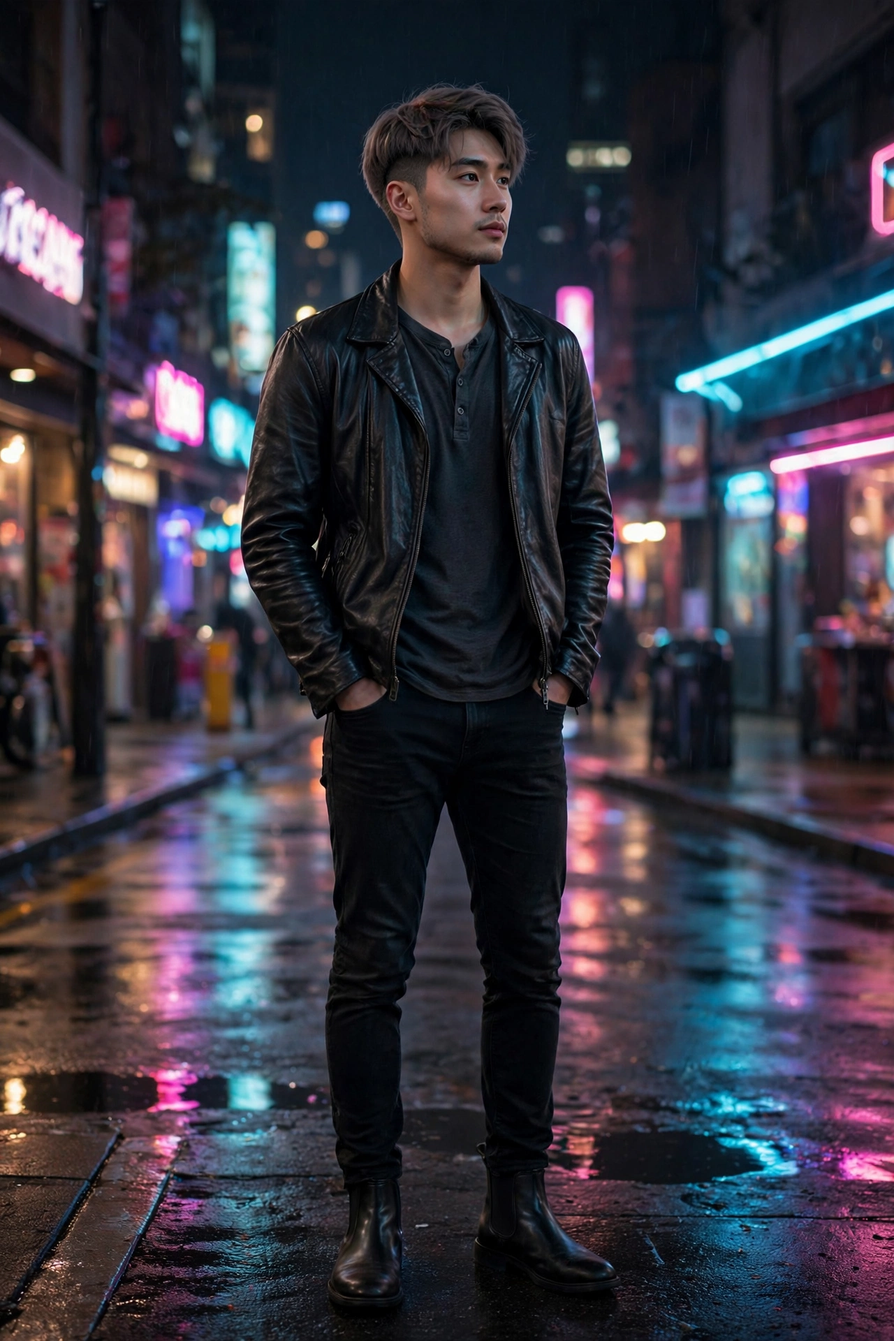 Leather jacket night out with chelsea boots