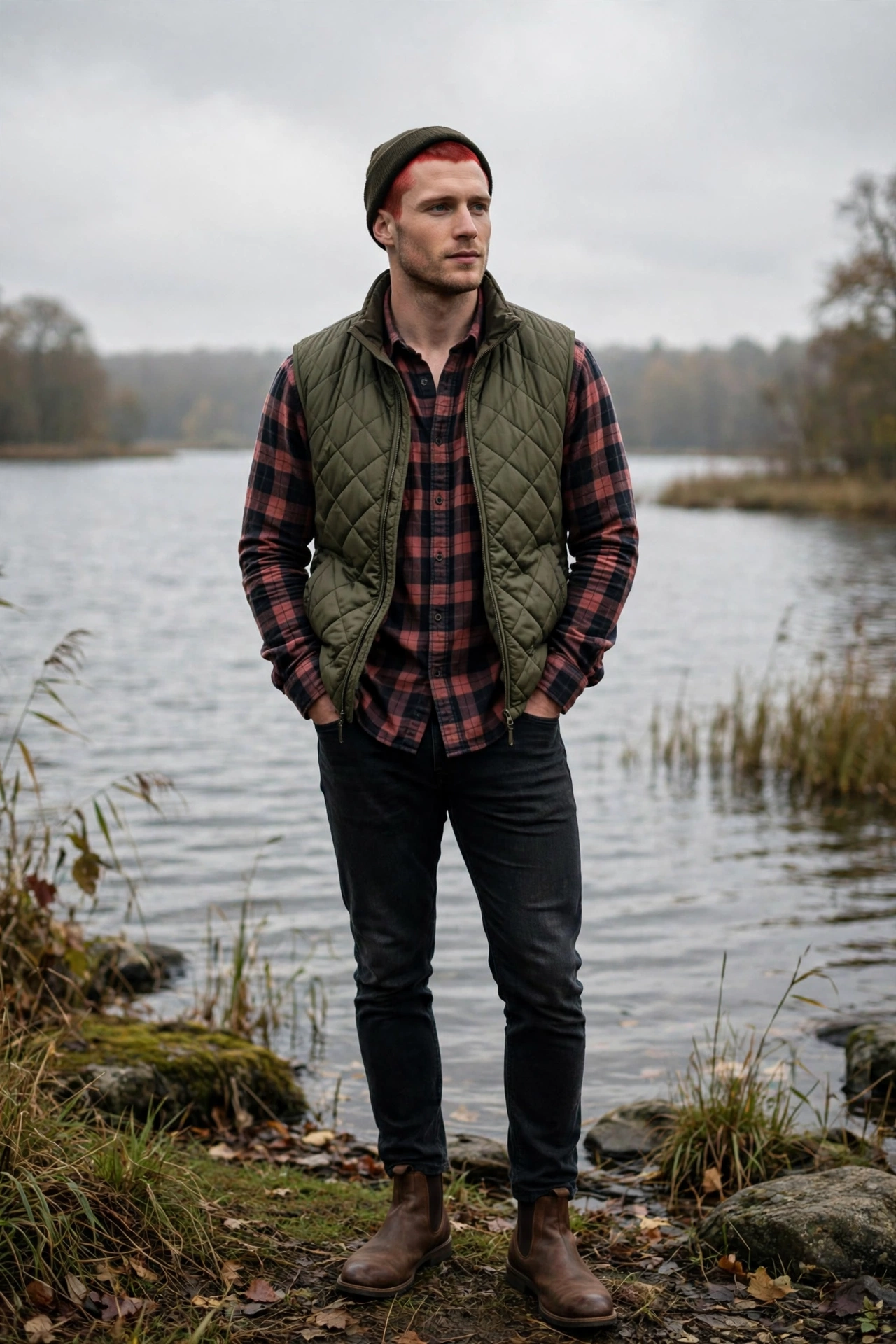 Chelsea boots with quilted vest