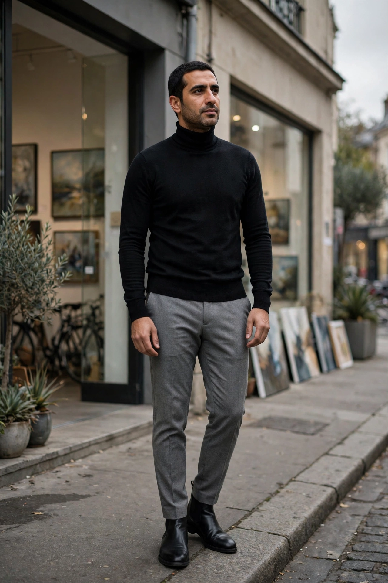 Chelsea boots with turtleneck