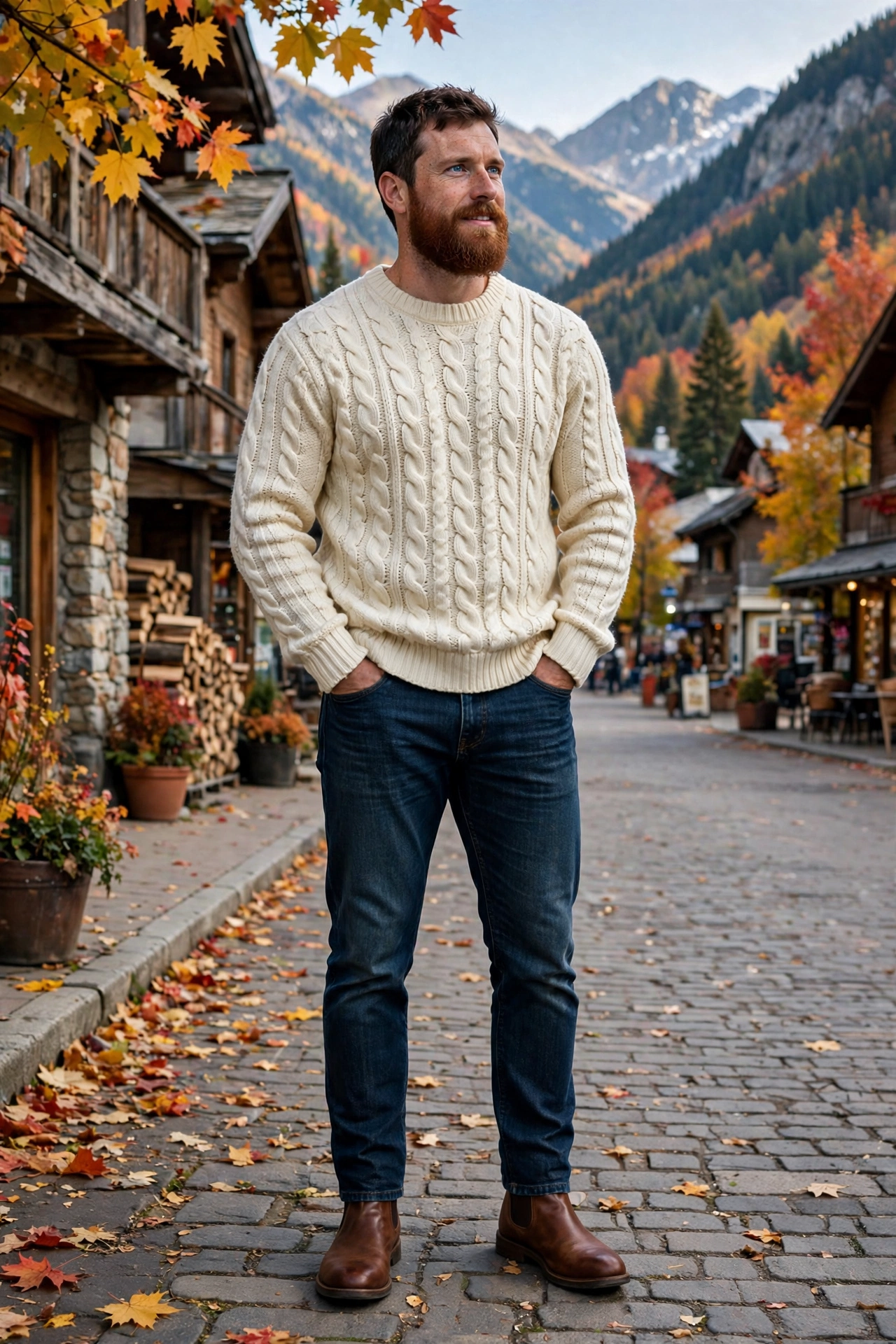 Chelsea boots with knit sweater and jeans