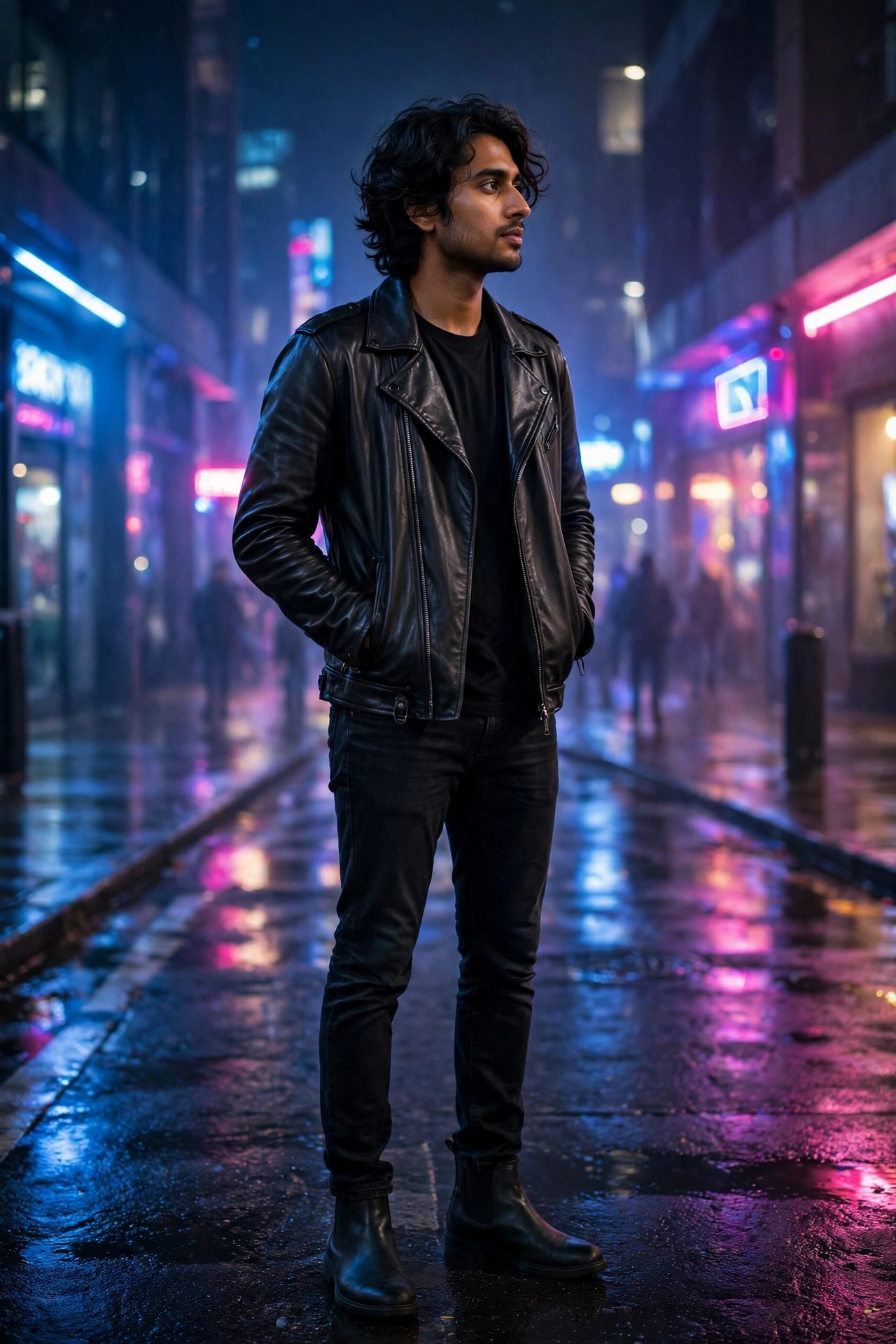 Chelsea boots with leather jacket