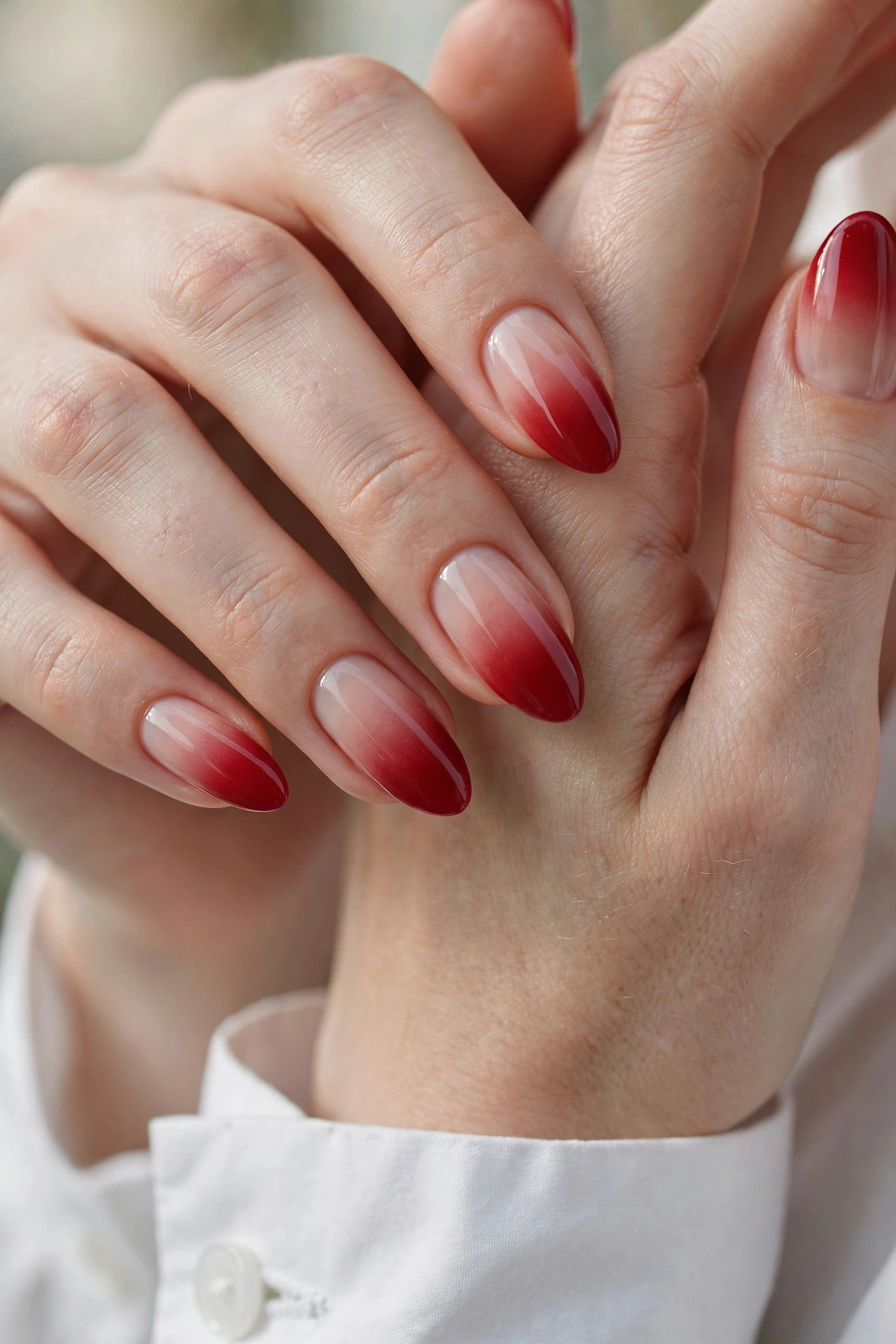 Cherry french ombre nails