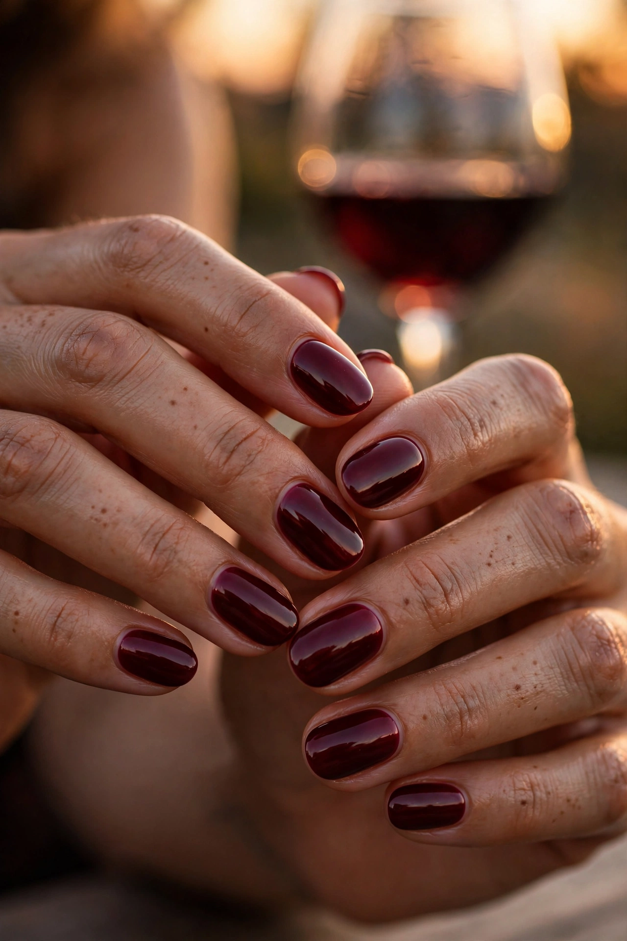 Wine cherry nails