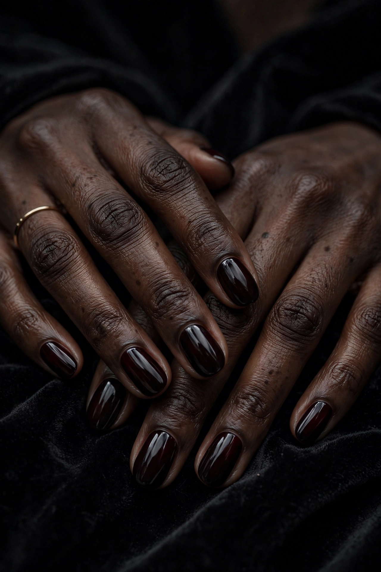 Black cherry dark red nails