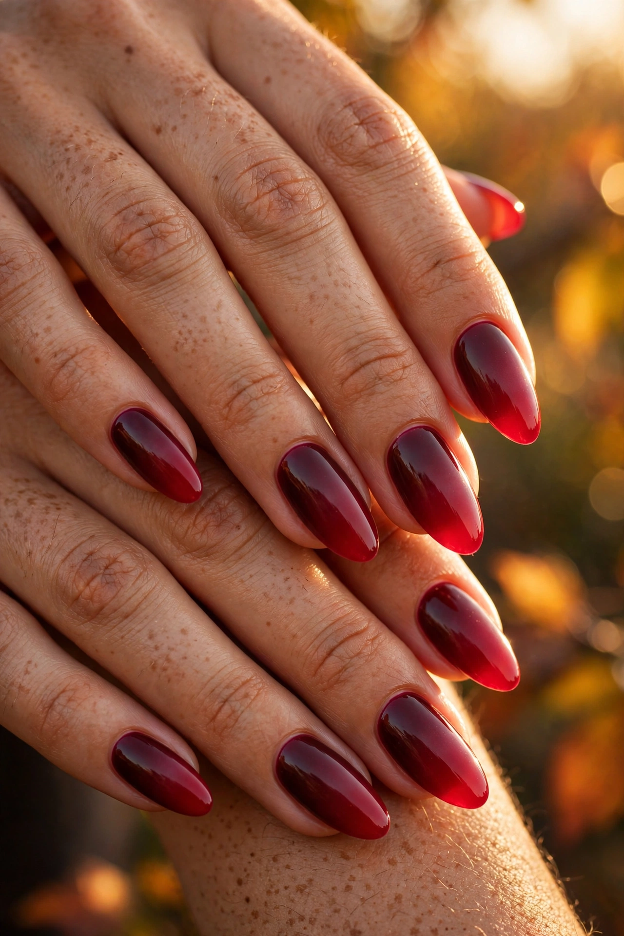 Cherry ombre nails