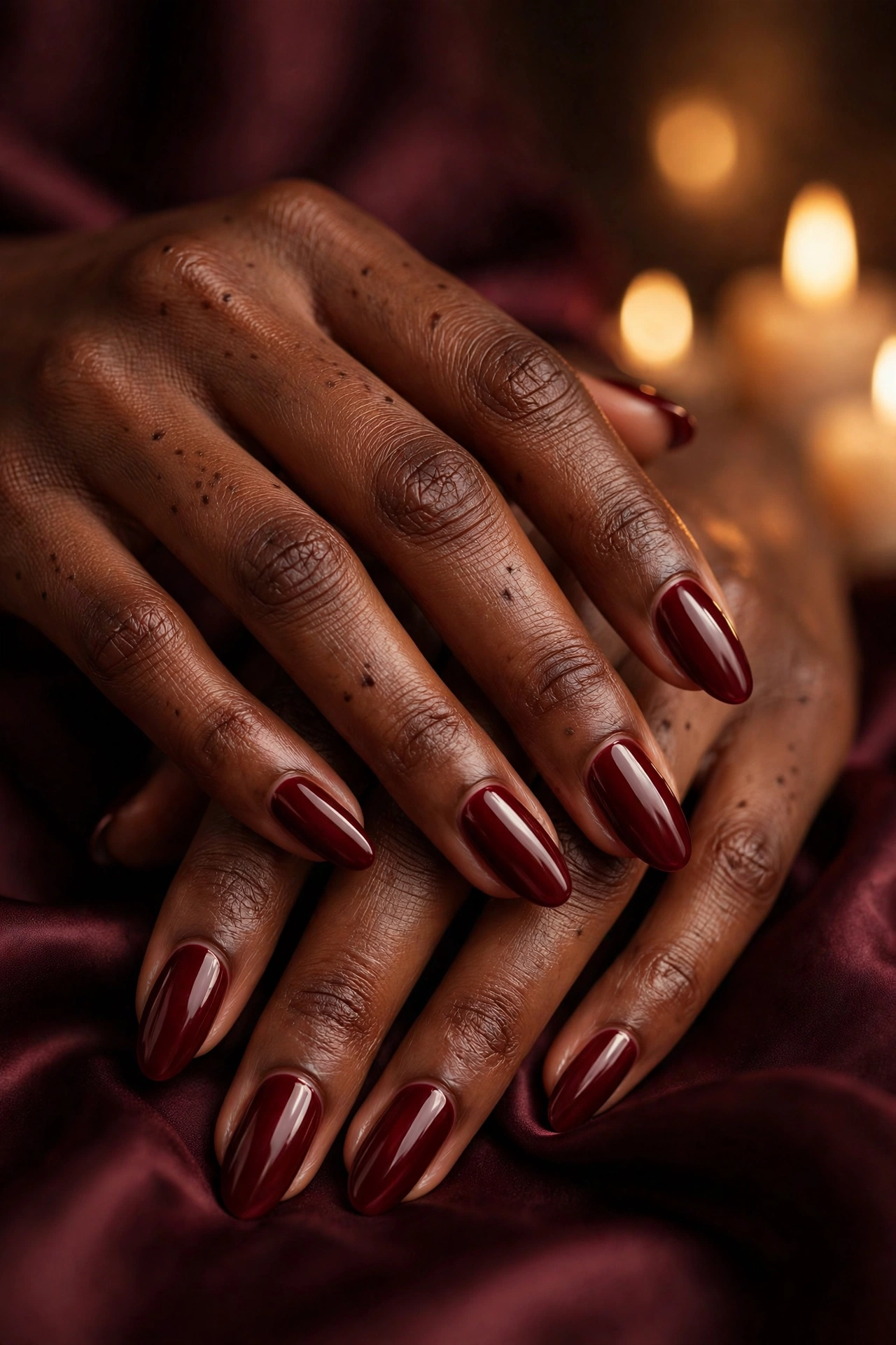 Rich burgundy solid nails