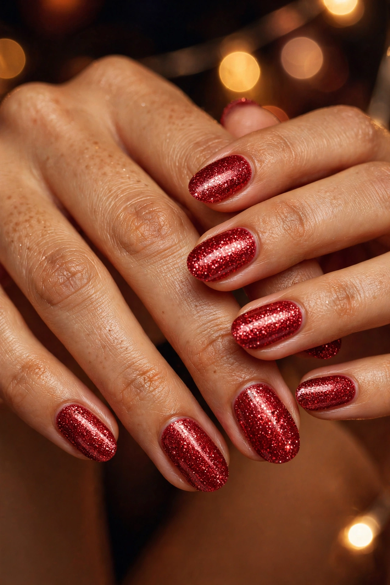 Cherry glitter nails
