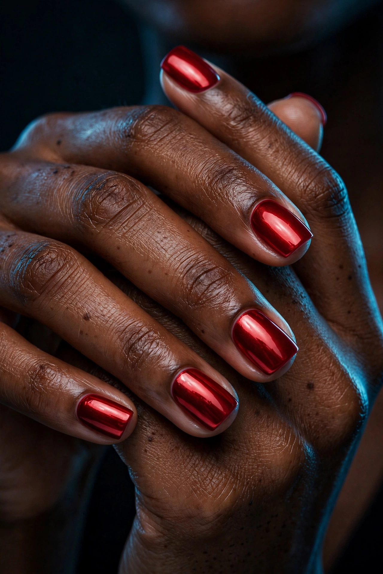 Cherry chrome nails